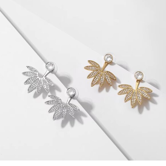 "Spring Fling" Diamond Floral Crystal Bohemian Gold Festival Zircon Gift Earring - Picture 2 of 5